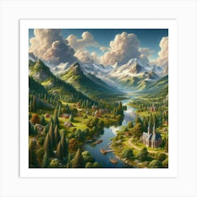 Village In The Mountains Art Print