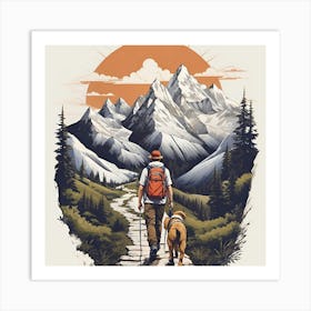 Hiker And His Dog Art Print