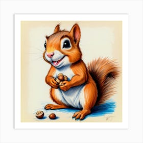 Squirrel Drawing 7 Art Print