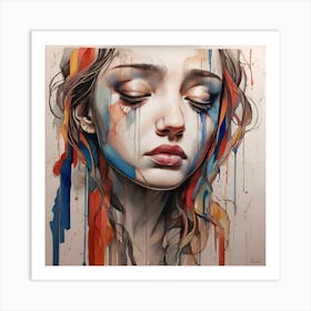 Woman crying Art Print