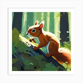 Red Squirrel In The Woods Art Print