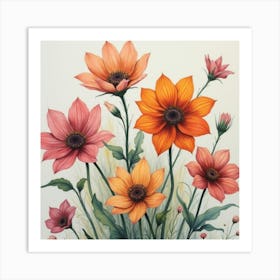 Daisies flower wall art Art Print