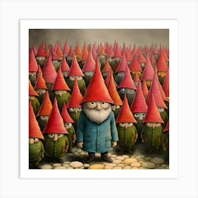 Silly Garden: The bright colored gnome army Art Print