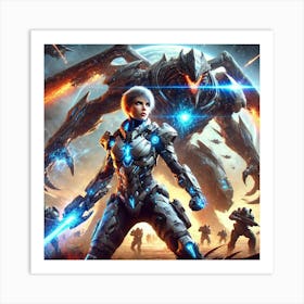 Nova Icarus Warrior Instincts Sci Fi Art Print