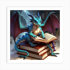 Dragon Reading Book Art Print