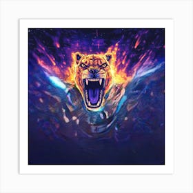 Tiger in a blue Funk Art Print