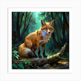 Fox In The Woods Art Print