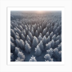 Aerial View Of Snowy Forest 10 Art Print