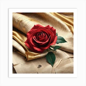 Rose On A Newspaper 3 Art Print