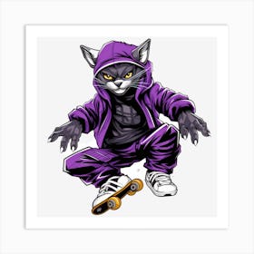 Cat Skateboarder 1 Art Print