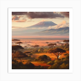 Serengeti National Park With Mountain Kilimanjaro Art Print