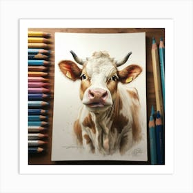 Cow Drawing 1 Art Print
