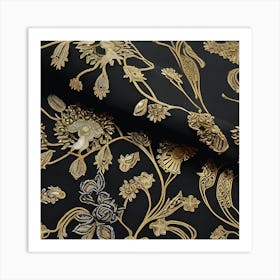 Gold Embroidered Fabric Art Print