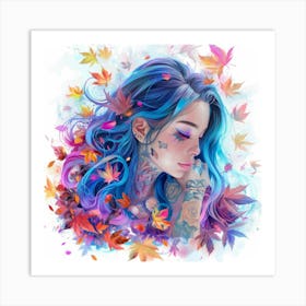 Girl With Blue Hair 6 Art Print