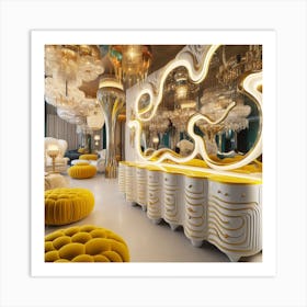 Gold And Yellow Living Room Art Print