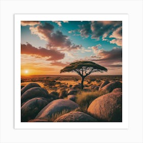 Acacia Tree In The Savannah Art Print