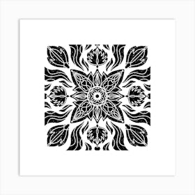 Black And White Floral Pattern 24 Affiche