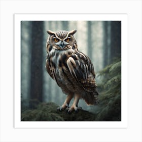 Owl In The Forest 63 Art Print