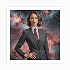 Woman In A Suit And Tie Art Print