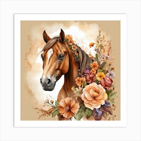 Horse With Flowers 4 Art Print