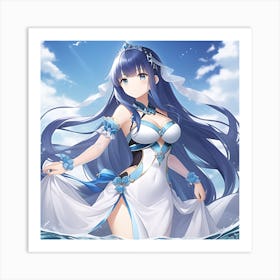 Elemental Anime Girls: Water Princess Art Print