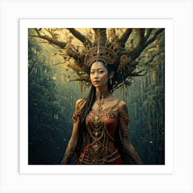 Firefly Enigmatic Tree Woman In A Surreal Scene 73580 (2) Art Print