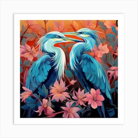 Blue Herons 4 Art Print