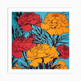 Marigold 2 Pop Art Illustration Square Art Print