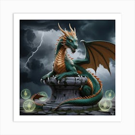 Dragon On A Pedestal Art Print