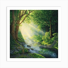 Rainbow In The Forest Art Print