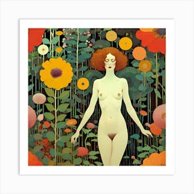 The Nude Girl In A Phantasy Garden Art Print