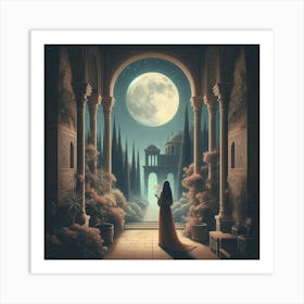 Woman In The Moonlight Art Print