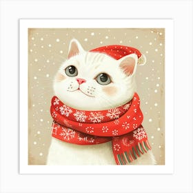 Santa Cat Art Print