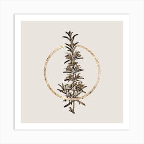 Gold Ring Rosemary Glitter Botanical Illustration n.0135 Art Print