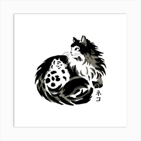 Sumi-e Kitties Art Print