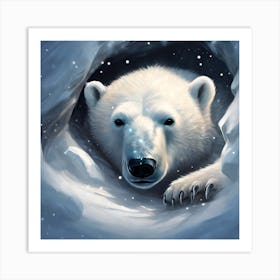 Polar Bear in his Burrow Art Print