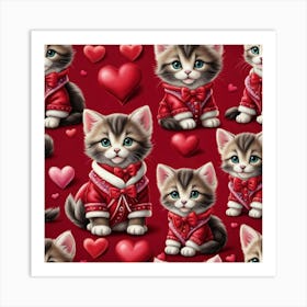 Valentine Kittens 1 Art Print