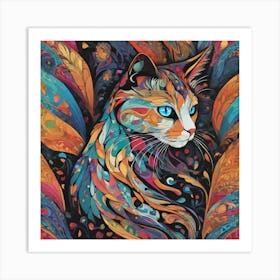 Colorful Cat Art Print