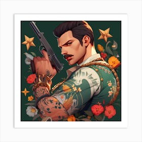 Hunzinator Freddy Mercury With Tattoos Art Print