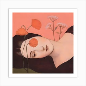 Girl With Flowers 29 Art Print