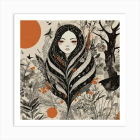 Girl In The Forest 1 Art Print