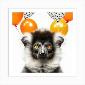 Lemur With Balloons 5 Art Print