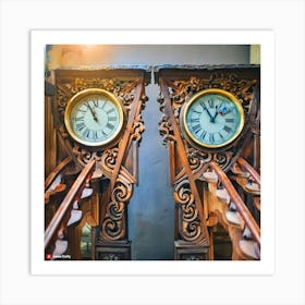 Two Clocks Art Print