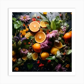 Flowers And Citrus 2 Art Print