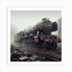 Steam Train In The Fog 1 Art Print