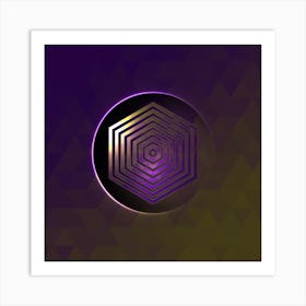 Geometric Neon Glyph on Jewel Tone Triangle Pattern 401 Art Print
