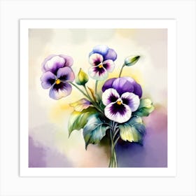 Painting Pastel Flowers Pansies Art Print