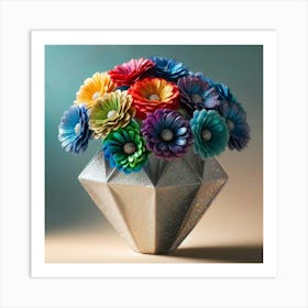 Rainbow Flowers In A Vase 1 Art Print