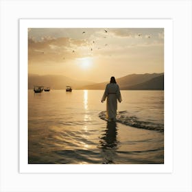 Jesus Walking In The Water 13 Art Print