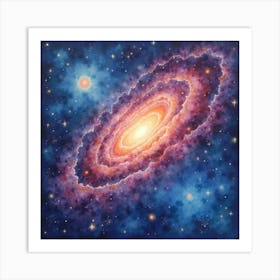 Radiant Galaxy Watercolor With Swirling Cosmic Colors 1 Art Print